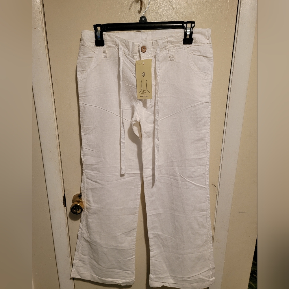 White Linen/Cotton Pants